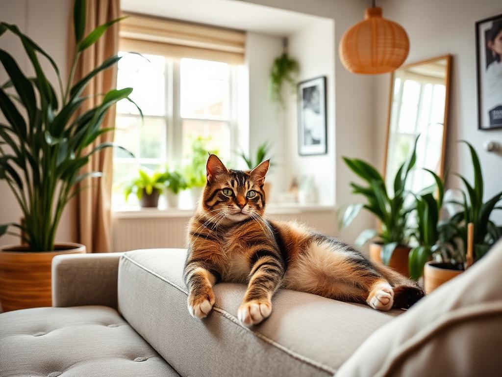 Cozy apartment with one chill cat